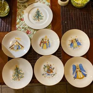 Vintage Hutschenreuther Christmas Plates 6 and 1 signed Christmas tree plate